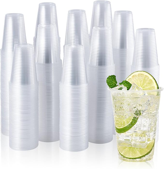 9 OZ Clear Plastic Cups, 9 Ounce Disposable Cold Water Party Drinking Cups for Wedding Thanksgiving Christmas Party