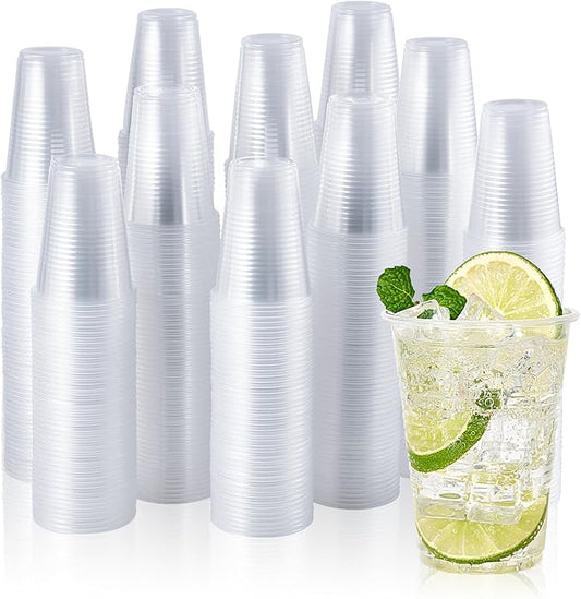 9 OZ Clear Plastic Cups, 9 Ounce Disposable Cold Water Party Drinking Cups for Wedding Thanksgiving Christmas Party