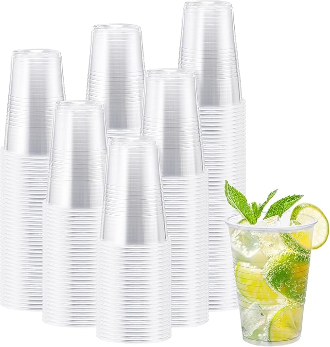 12 oz Clear Plastic Cups,12 Ounce Disposable Cups, Cold Drinking Cups for Party, Picnic, BBQ, Travel, Halloween, Christmas, Events